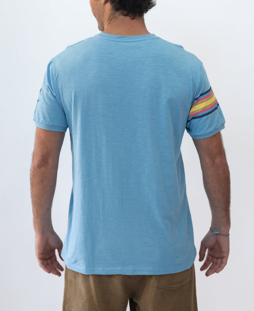 Golden Breed Birds Ringer Tee | Azure Blue - T-Shirts