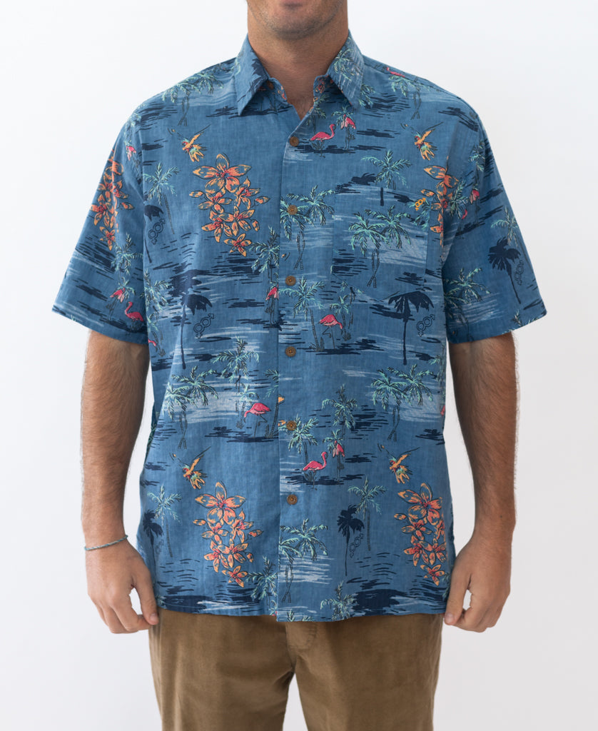Golden Breed Flamingos Shirt | Vintage Navy - Shirts