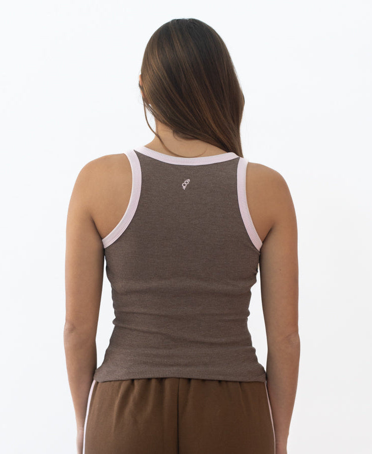 Golden Breed Flick Ringer Tank | Espresso/Baby Pink - Tank Tops