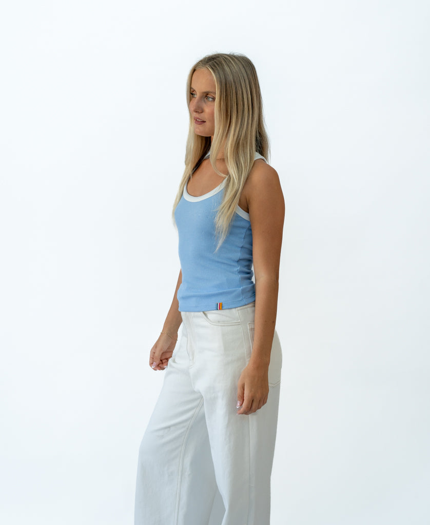Golden Breed Flick Ringer Tank | Finch/Off White - Tank Tops