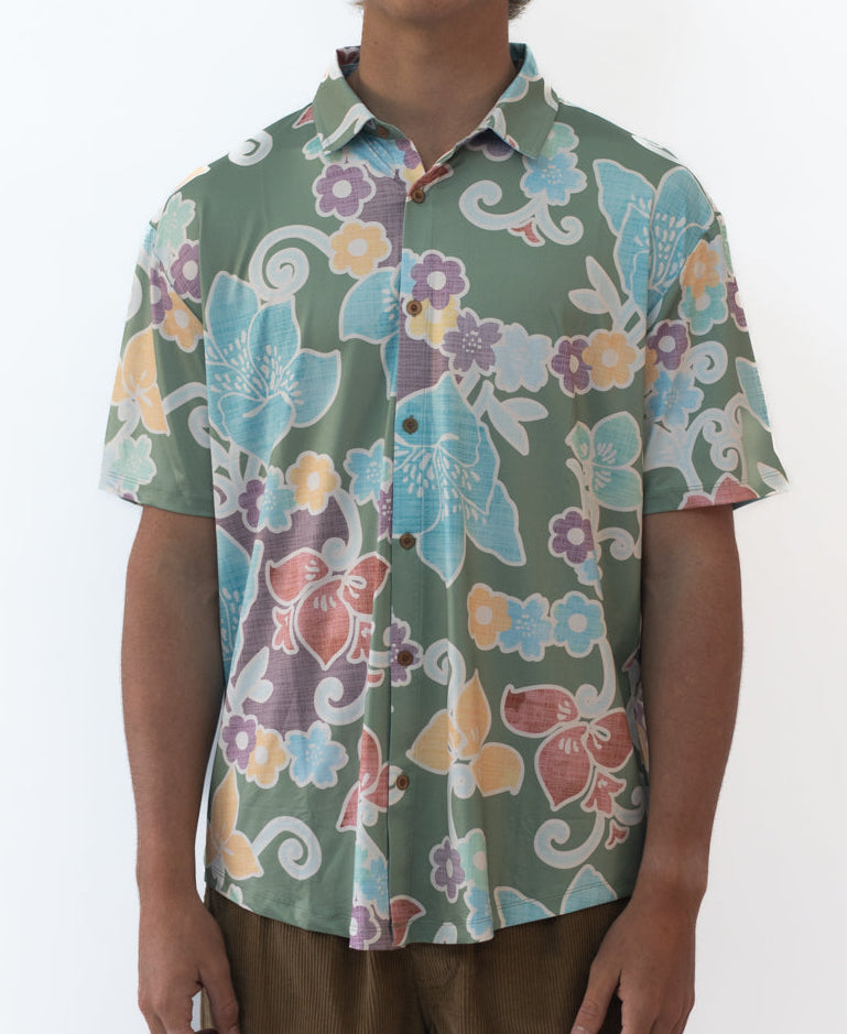Golden Breed Gunna Batik Shirt | Leaf Green - Shirts