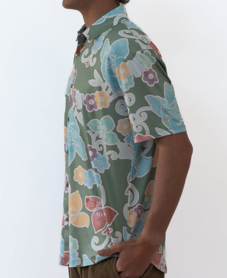 Golden Breed Gunna Batik Shirt | Leaf Green - Shirts