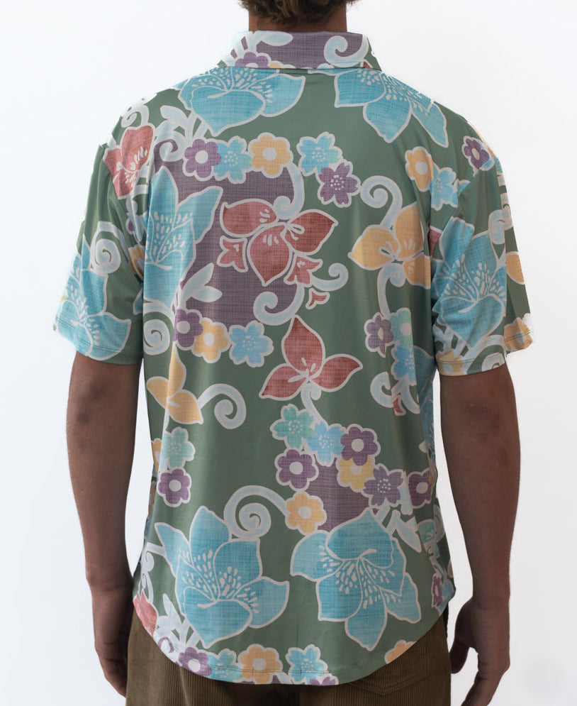 Golden Breed Gunna Batik Shirt | Leaf Green - Shirts