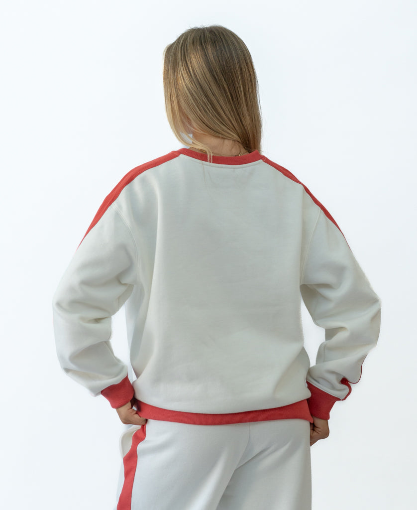 Golden Breed Koby Ringer Sweat | Off White/Wash Red - Sweatshirts