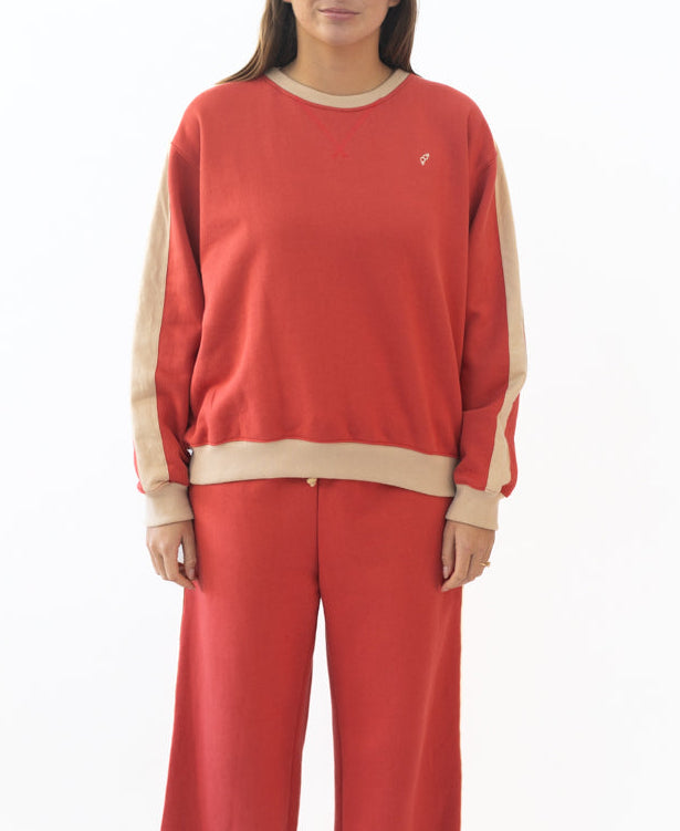 Golden Breed Koby Ringer Swear | Wash Red/Beige - Sweatshirts