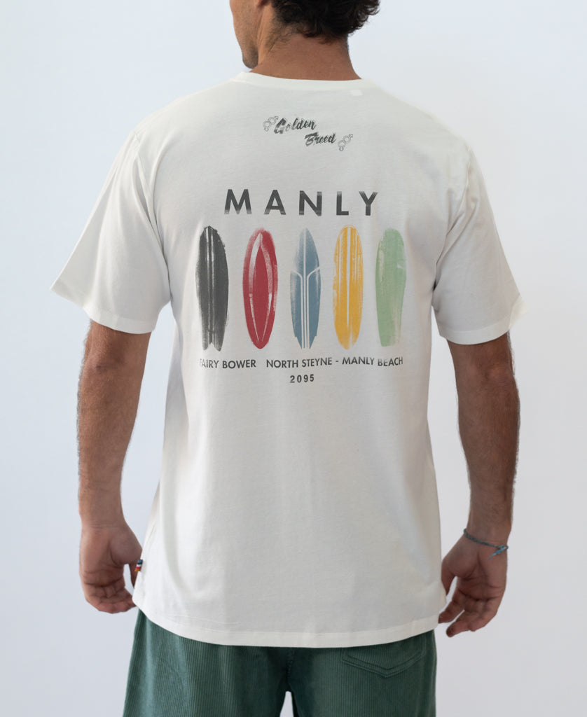 Golden Breed Manly Boards Tee | Off White - T-Shirts