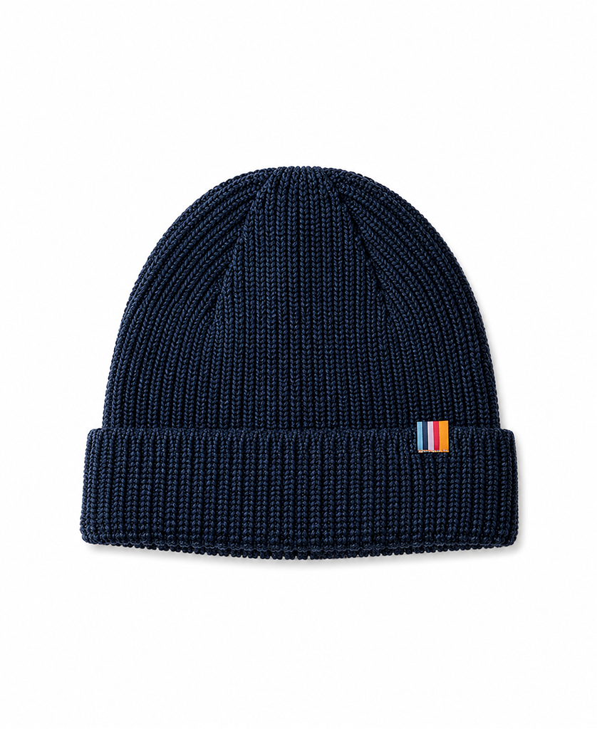 Golden Breed Rib Wool Beanie | Navy Marle - Beanies