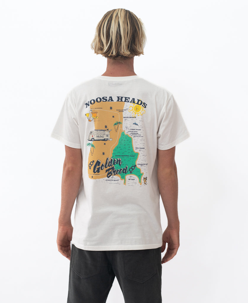 Golden Breed Noosa Map Tee | Off White - T-Shirts