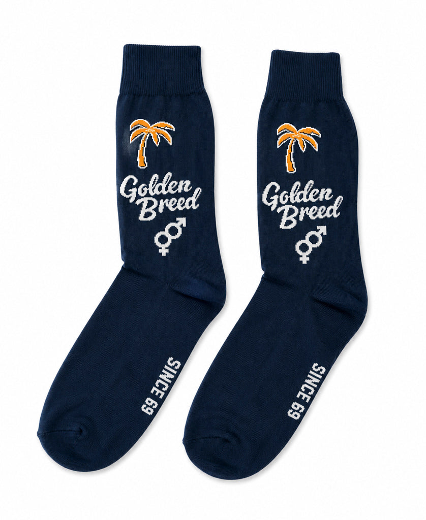 Golden Breed Palm Sock | Navy - Crew Socks