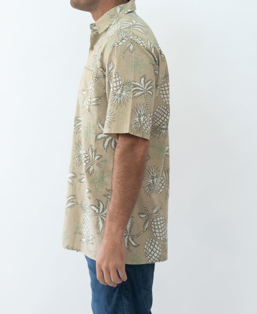 Golden Breed Pine-Palm Shirt | Pebble - Shirts