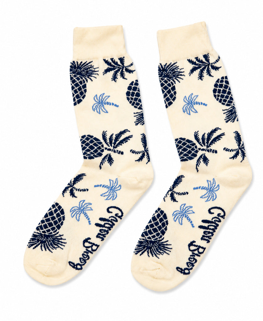 Golden Breed Pineapple Sock | Cream - Crew Socks