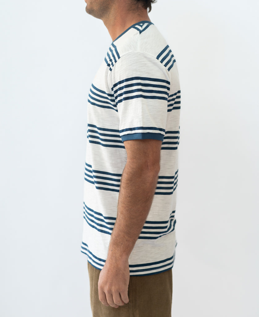 Golden Breed Seal Stripe Tee | Off White - T-Shirts