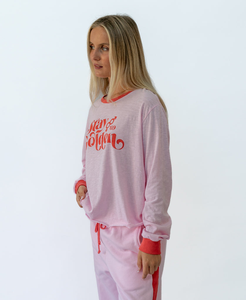 Golden Breed Stay Golden LS | Baby Pink/Wash Red - T-Shirts