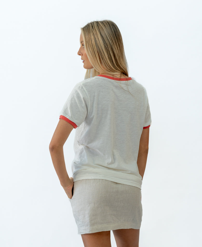 Stay Golden Ringer | Off White/Wash Red