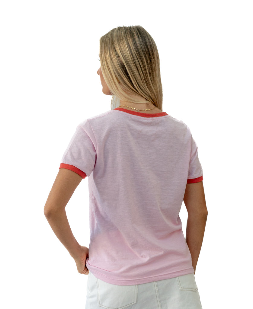 Golden Breed Stay Golden Ringer | Baby Pink/Wash Red - T-Shirts
