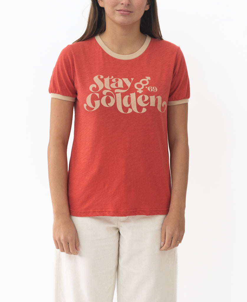 Golden Breed Stay Golden Ringer | Wash Red - T-Shirts
