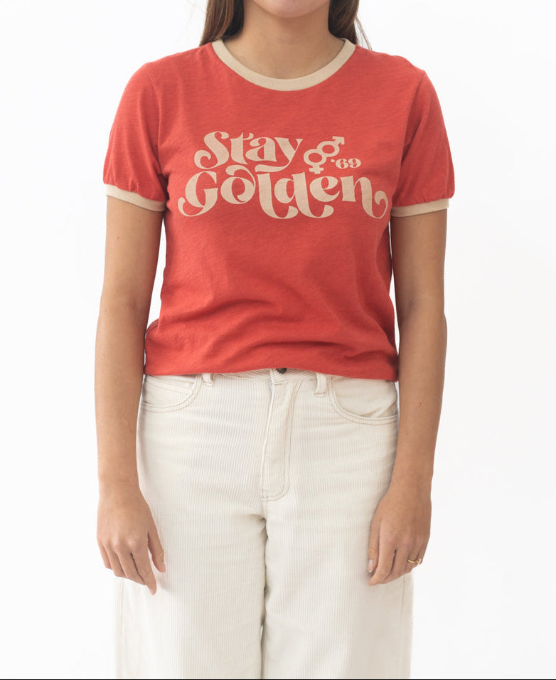 Golden Breed Stay Golden Ringer | Wash Red - T-Shirts