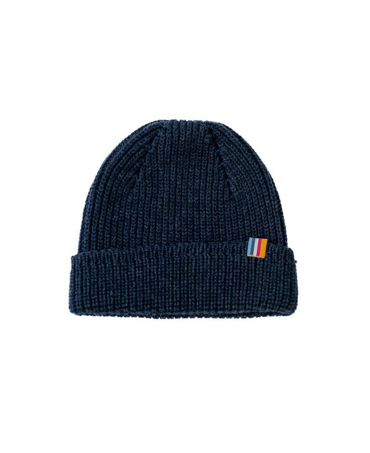 Rib Wool Beanie | Navy Marle