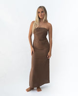Lazy Beach Avery Linen | Chocolate - Dresses