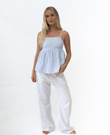 Lazy Beach Celine Top | White/Blue Stripe - Clothing Tops