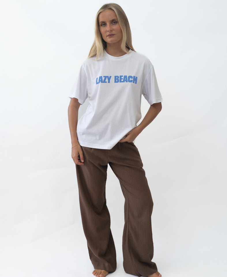 Lazy Beach LB Corp Tee | White/Blue - T-Shirts