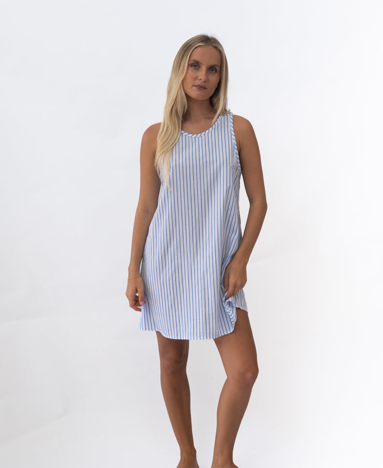 Izzy | White/Blue Stripe