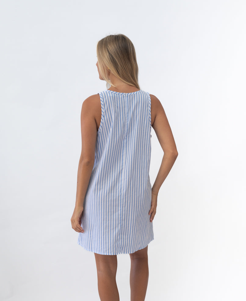 Izzy | White/Blue Stripe