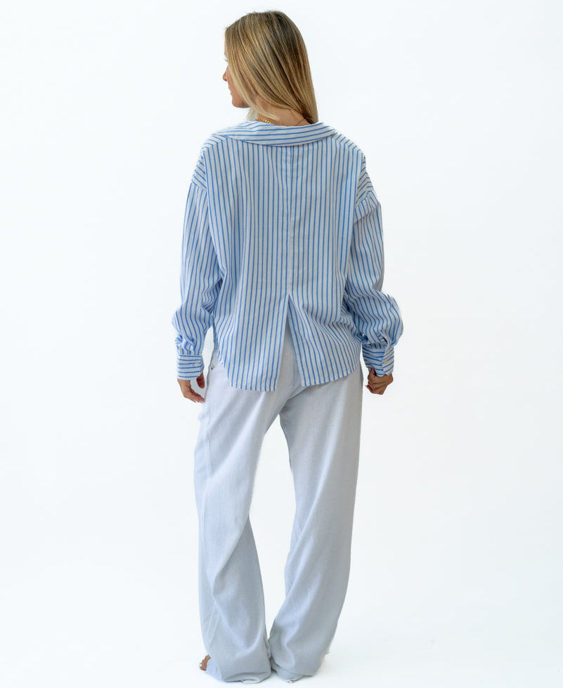 Lazy Beach Kiki Shirt | White/Blue Stripe - Shirts