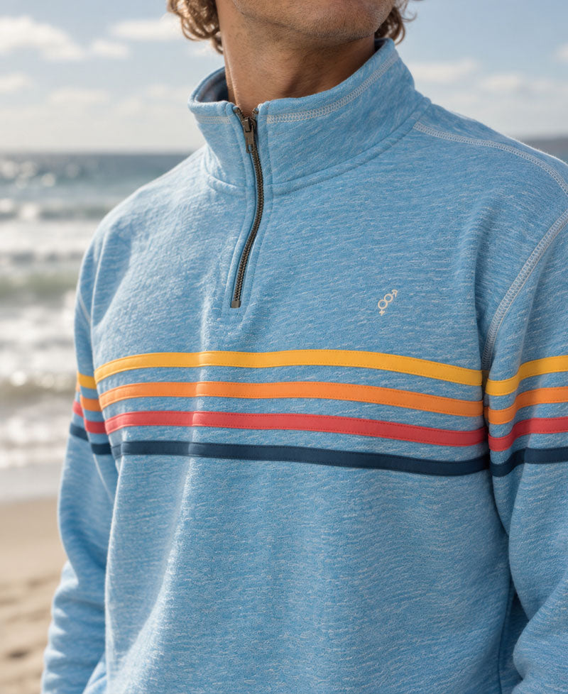 Golden Breed Long Island 1/4 Zip Rag Top | Sky Marle - Sweatshirts