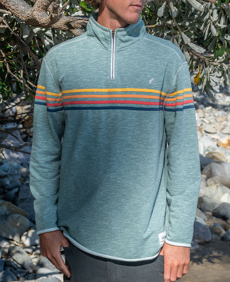 Golden Breed Long Island 1/4 Zip Rag Top | Surf Green Marle - Sweatshirts