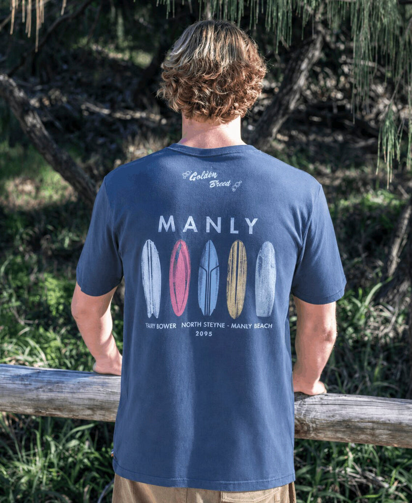 Golden Breed Manly Boards Tee | Navy - T-Shirts