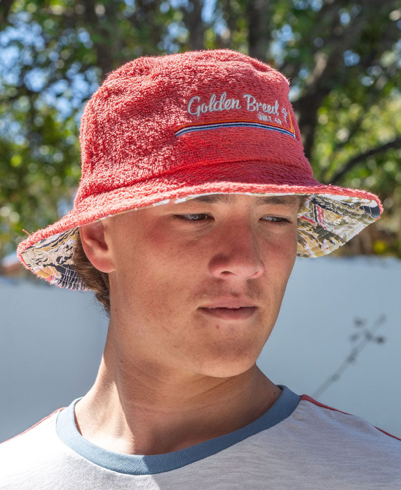 Golden Breed Norris Terry Bucket Hat | Wash Red - Bucket Hats