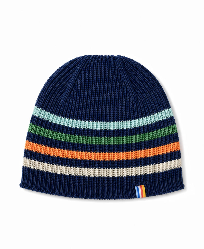 Golden Breed Organic Cotton Beanie Thin Stripe | Navy - Beanies