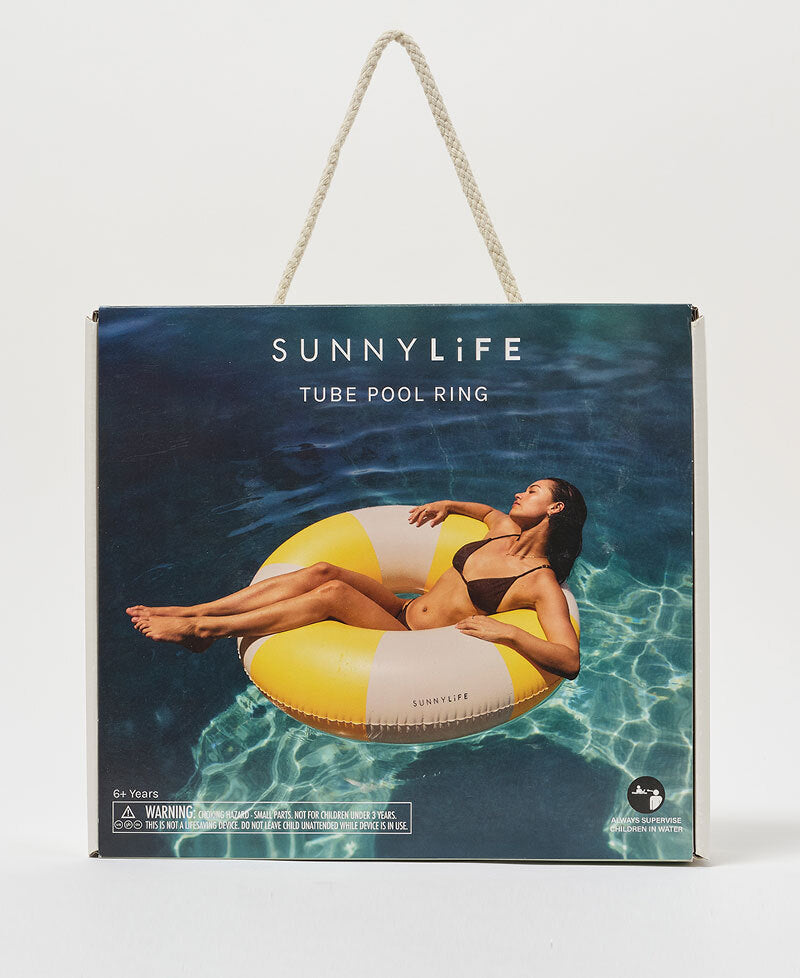 Sunny Life Tube Pool Ring | Sunshine Yellow Stripe - Pool Floats