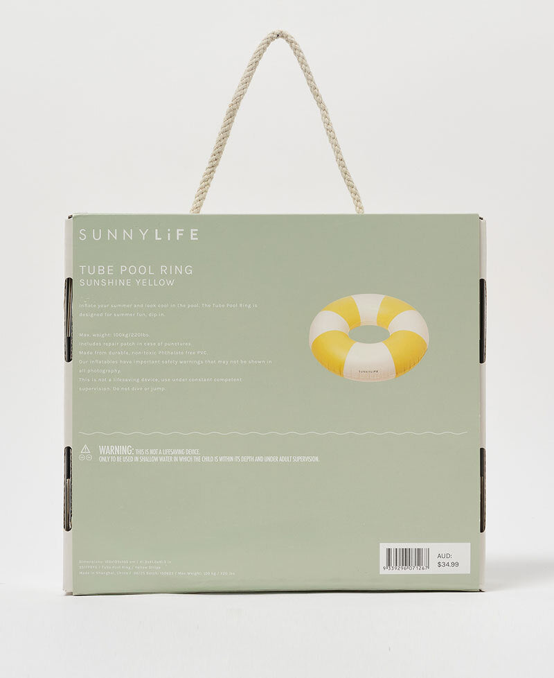 Sunny Life Tube Pool Ring | Sunshine Yellow Stripe - Pool Floats