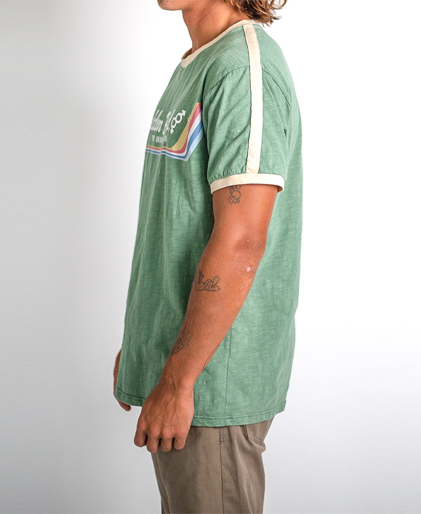 Retro Ringer Tee | Leaf Green – Golden Breed