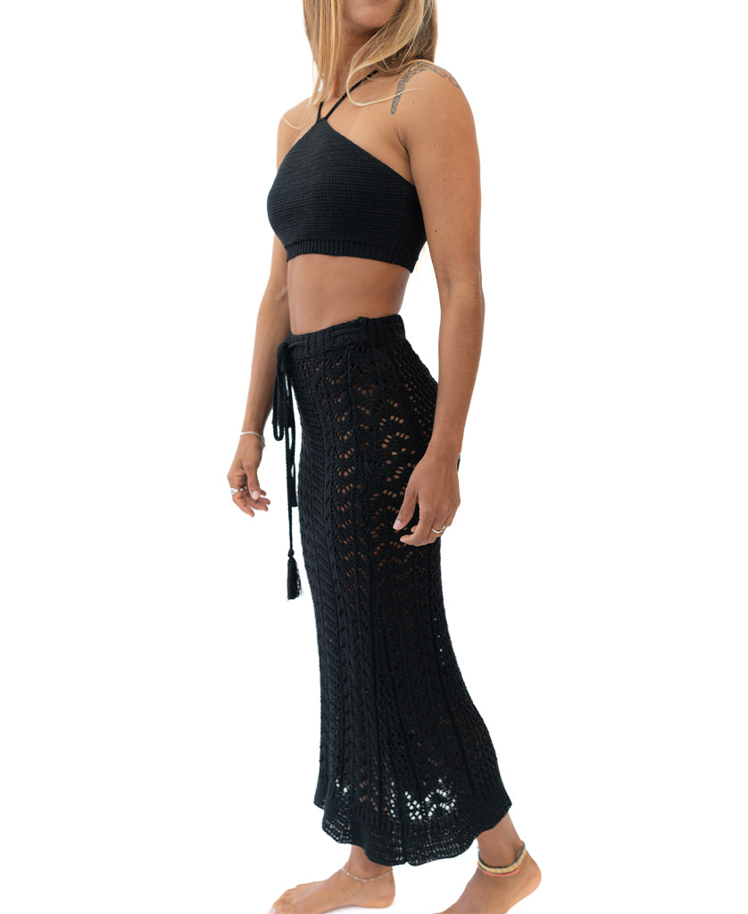 LuLu Knit Maxi Skirt | Black - Golden Breed