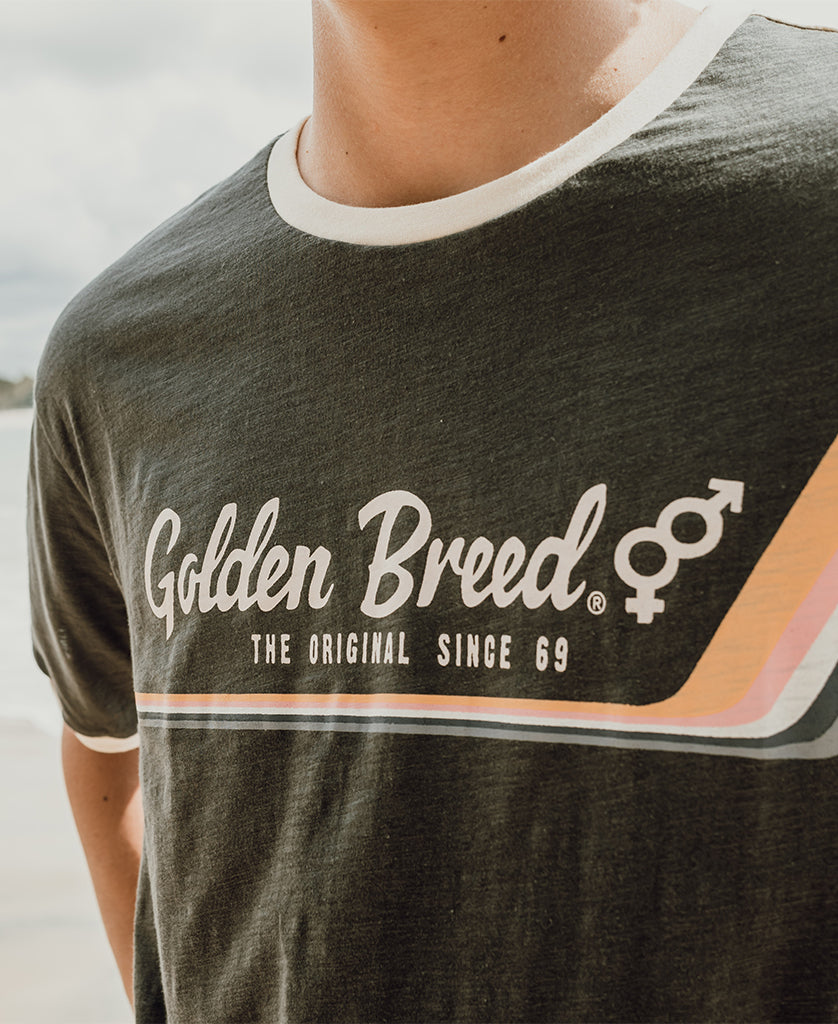 Retro Ringer Tee Shirt | Wash Black – Golden Breed Australia