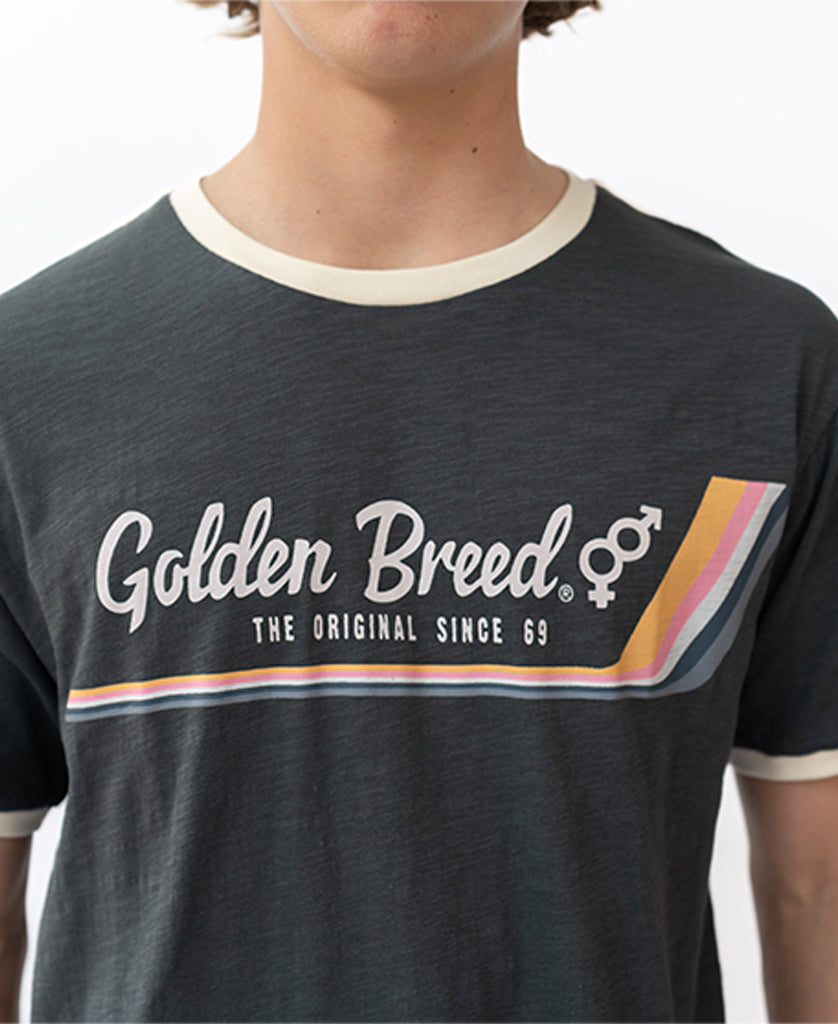Retro Ringer Tee Shirt | Wash Black – Golden Breed Australia