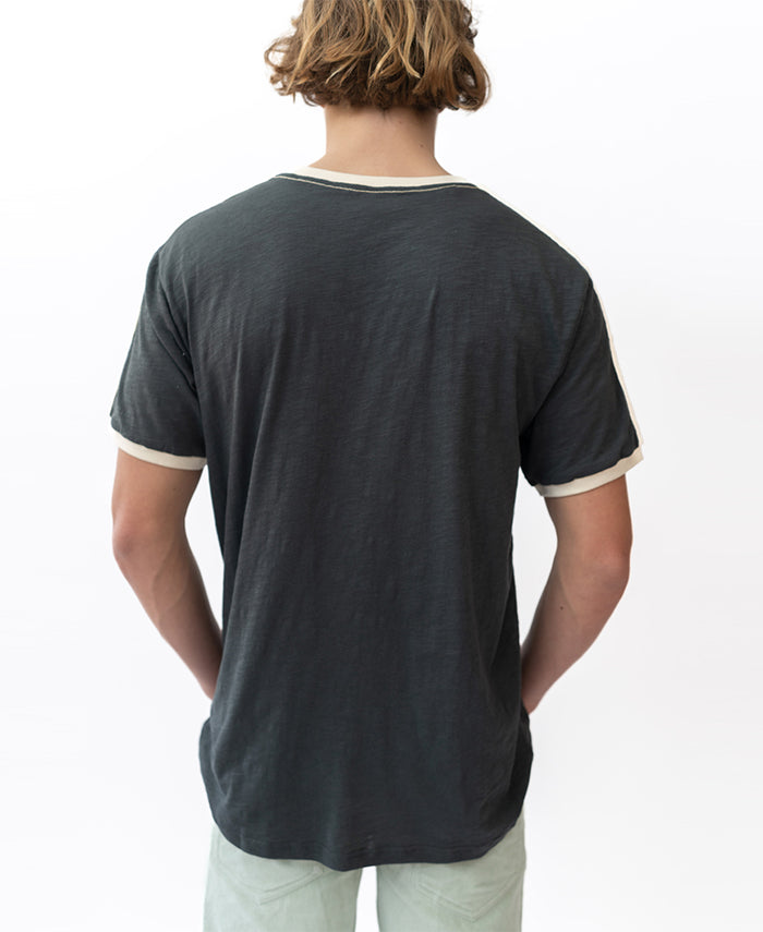 Retro Ringer Tee | Wash Black | Golden Breed