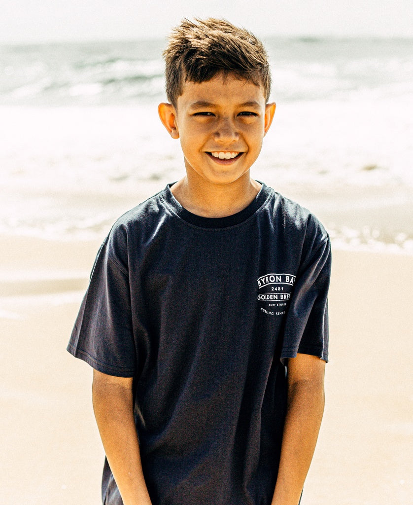 Byron Bay Boards Boys Tee | Navy-Golden Breed